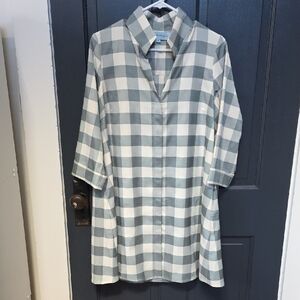 Tuckernuck Sage Green and Cream Checked Shirt Dress